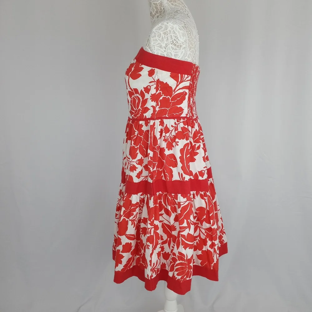 Zara Strapless Red and White Floral Sundress - Picture 5 of 9